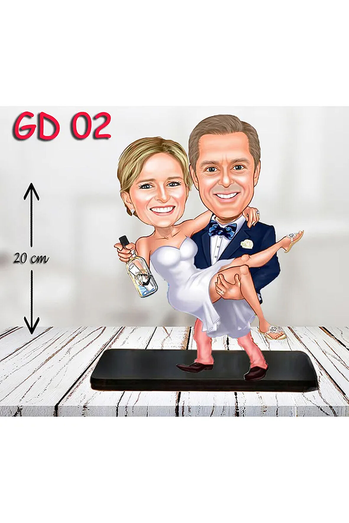 Kişiye Özel Ahşap Biblo - Gelin ve Damat Biblo 2 ( 3D Biblo )