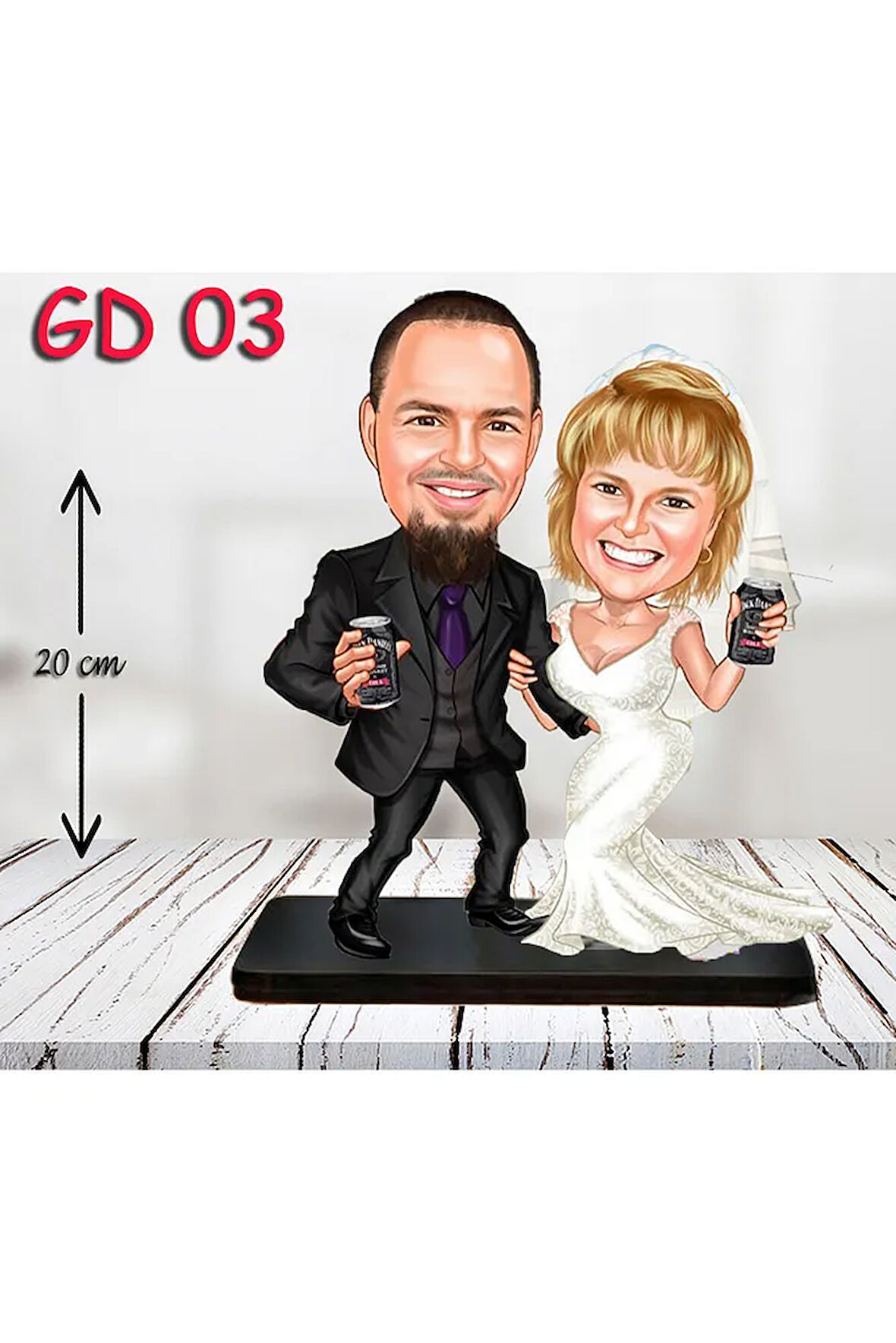 Kişiye Özel Ahşap Biblo - Gelin ve Damat Biblo 3 ( 3D Biblo )
