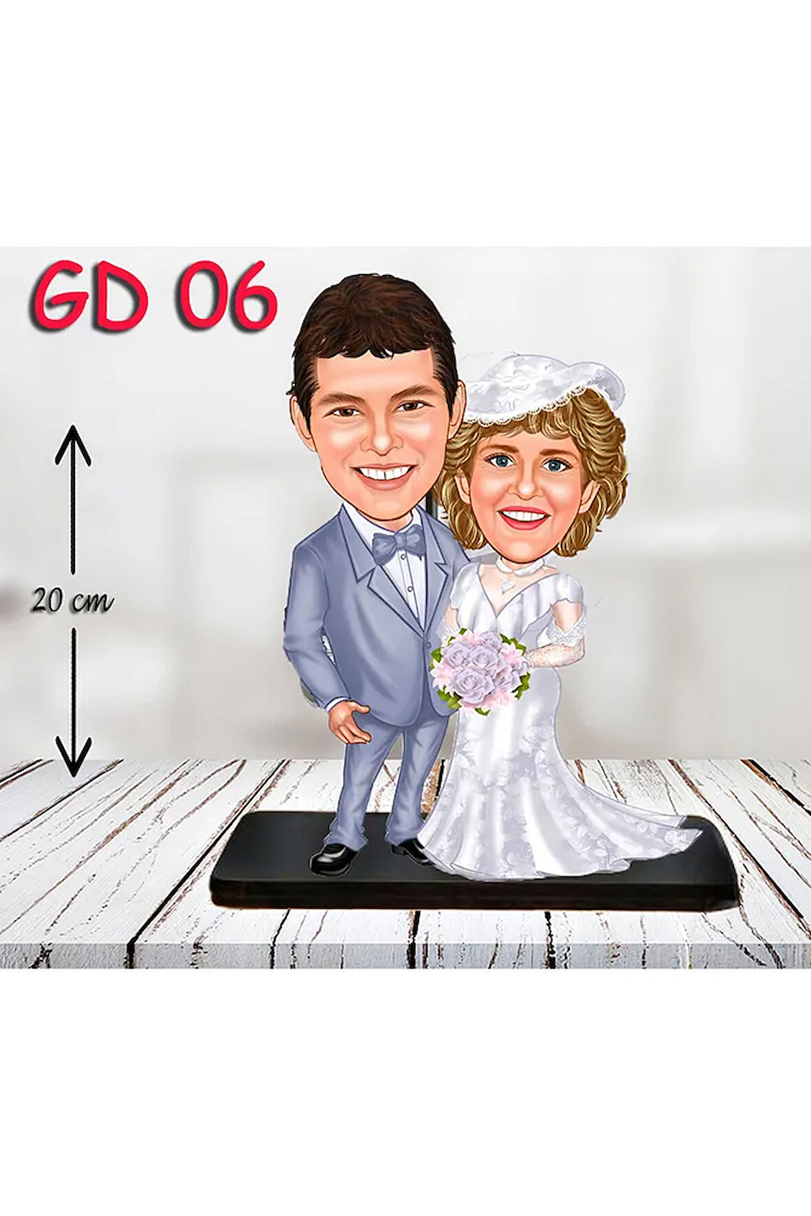 Kişiye Özel Ahşap Biblo - Gelin ve Damat Biblo 6 ( 3D Biblo )