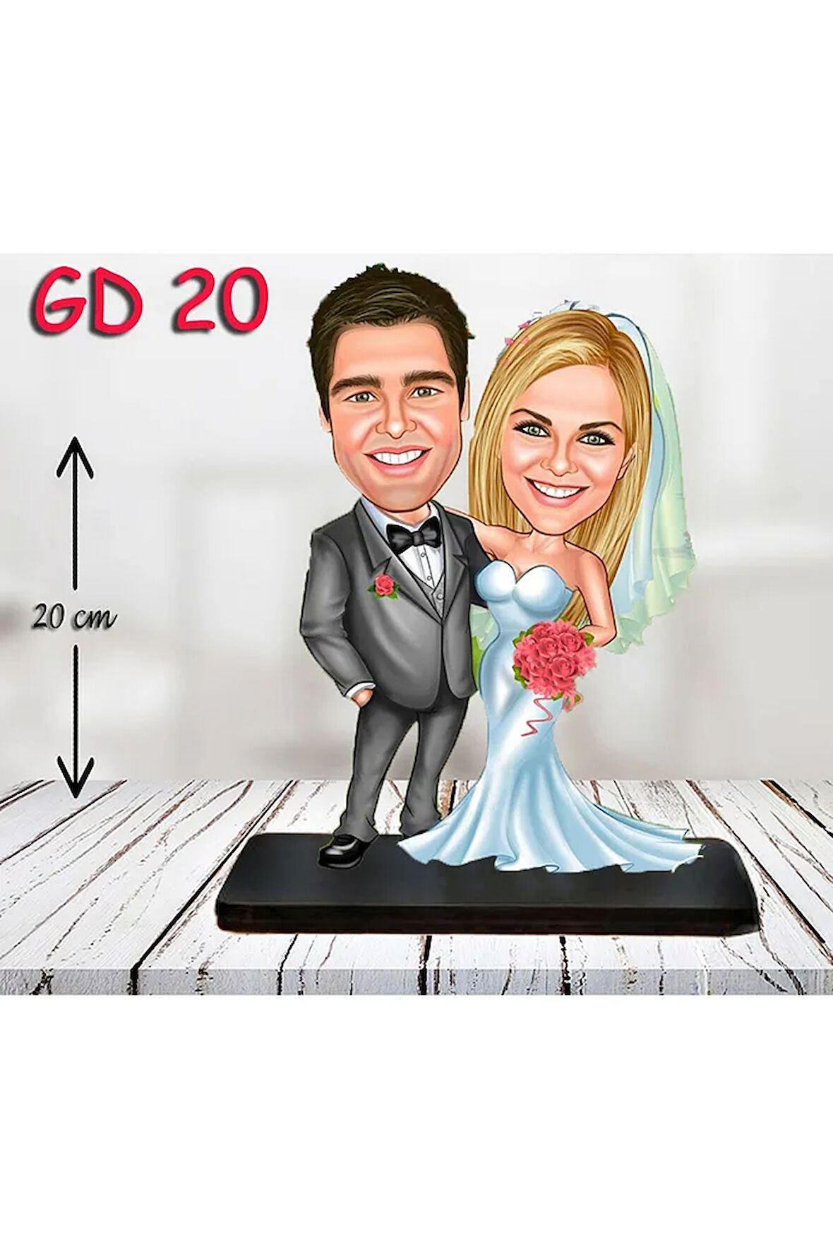 Kişiye Özel Ahşap Biblo - Gelin Damat Biblo ( 3D Biblo )