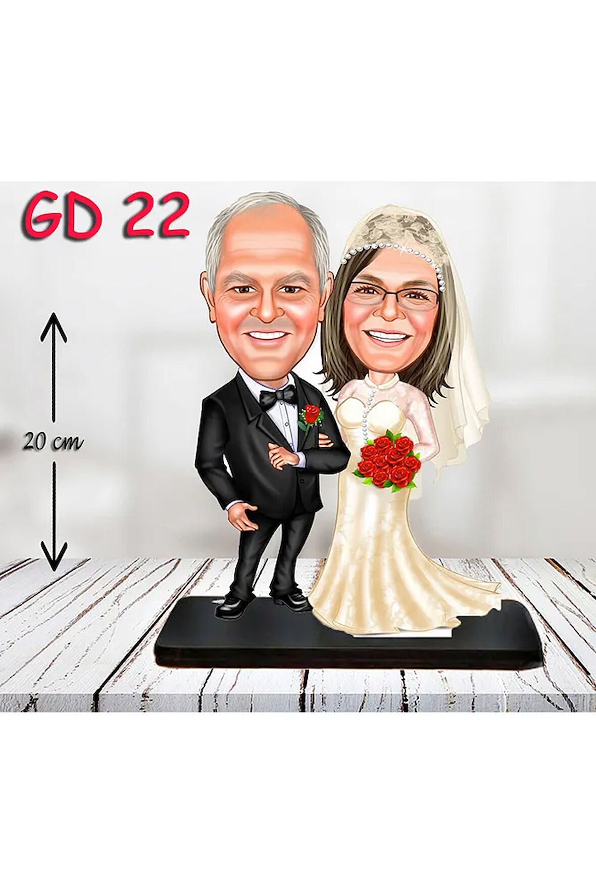 Kişiye Özel Ahşap Biblo - Gelin Damat Biblo 3 ( 3D Biblo )