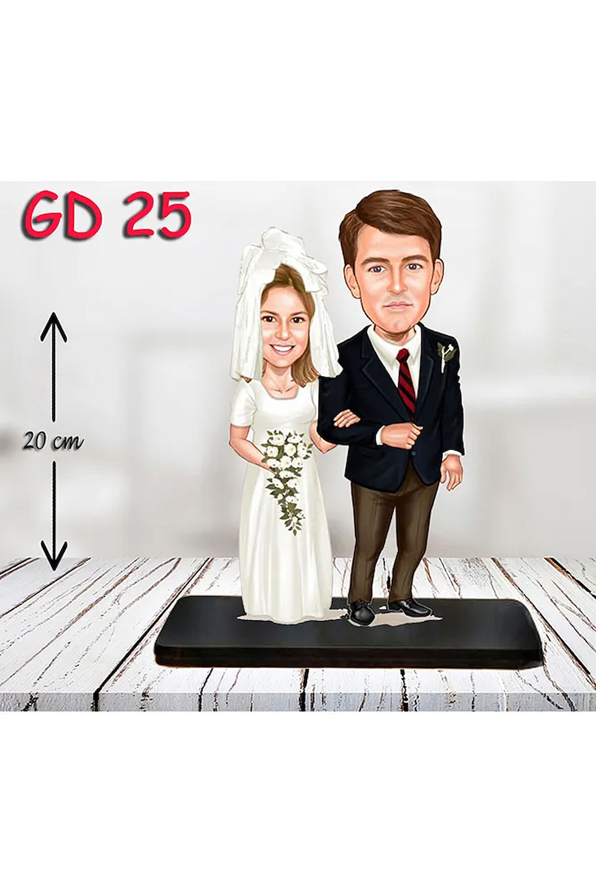 Kişiye Özel Ahşap Biblo - Gelin Damat Biblo 6 ( 3D Biblo )