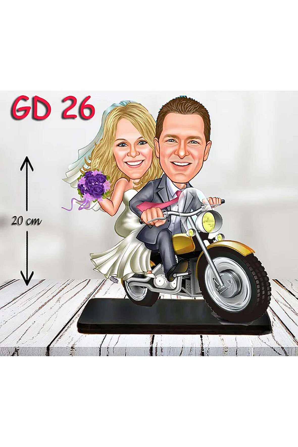 Kişiye Özel Ahşap Biblo - Gelin Damat Biblo 7 ( 3D Biblo )