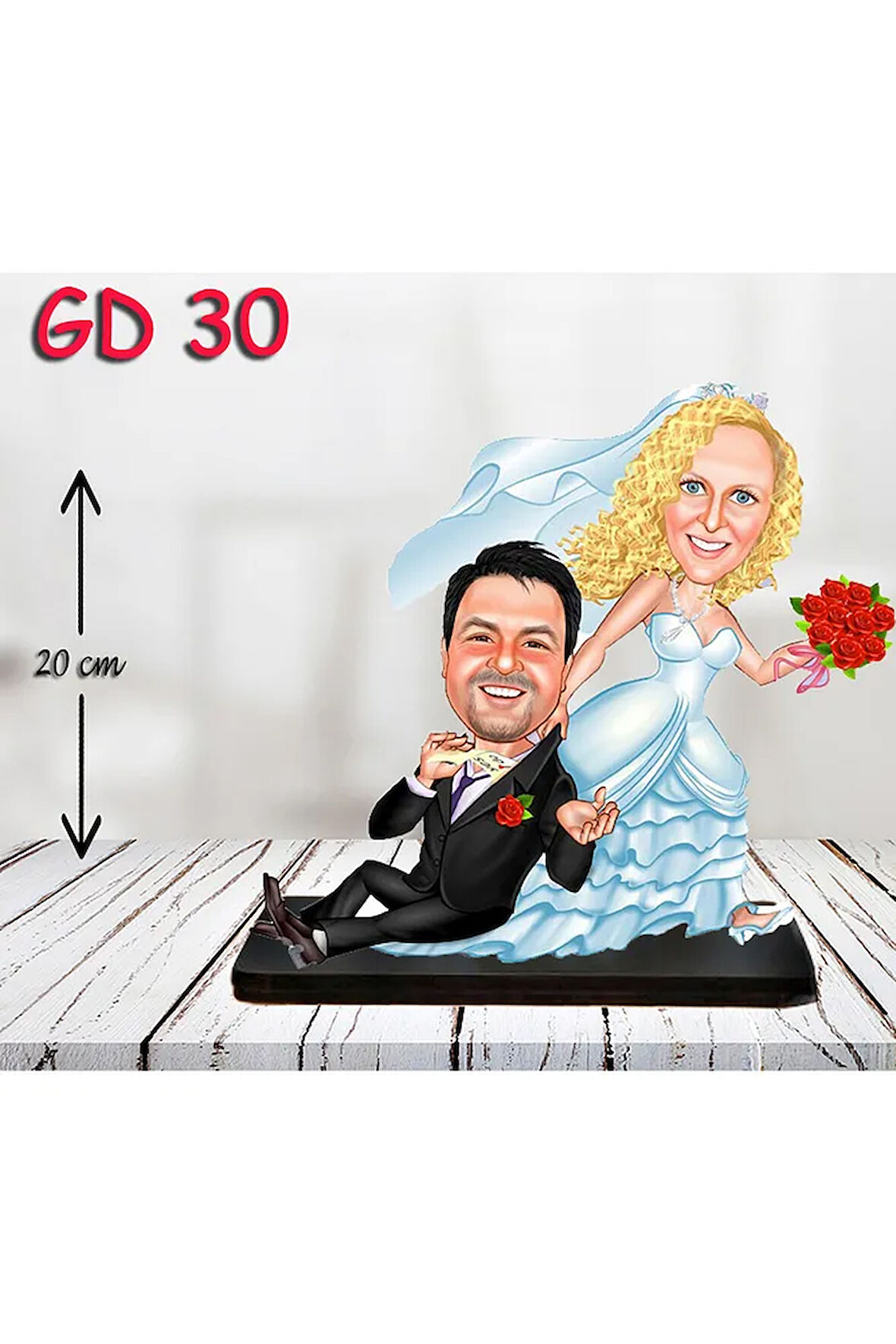 Kişiye Özel Ahşap Biblo - Gelin Damat Biblo 11 ( 3D Biblo )