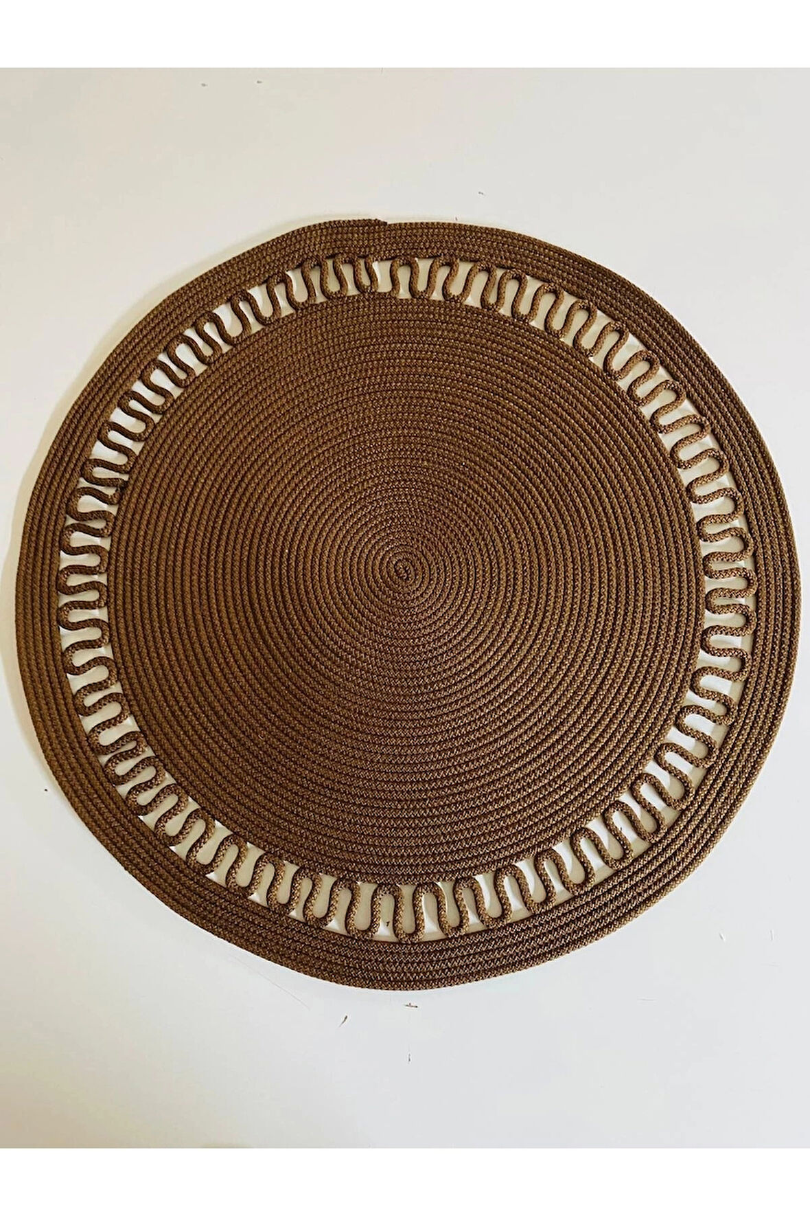 Kahverengi Yuvarlak Örme Jüt Halı - Kahverengi Hasır Halı - Örme Jüt Halı - Kahverengi Jüt Halı