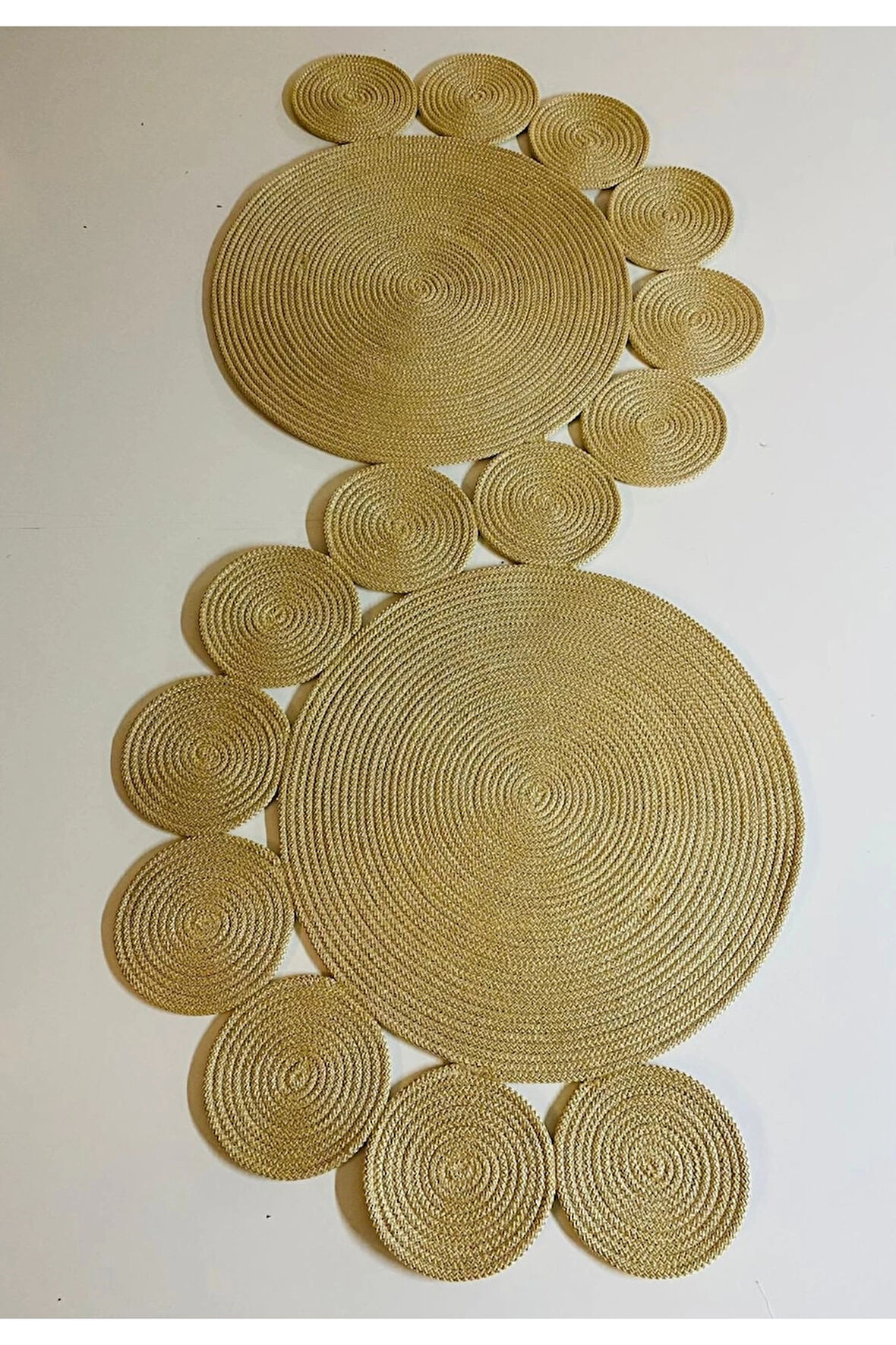 Şekilli Örme Hasır Halı - Şekilli Jüt Halı - S Model Hasır Halı - Şekilli Hasır Halı