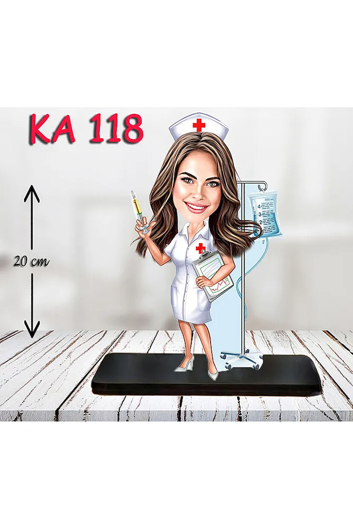 Kişiye Özel Ahşap Biblo - Sağlıkçı Kadın Karikatür Biblo - Doktor Biblo 10