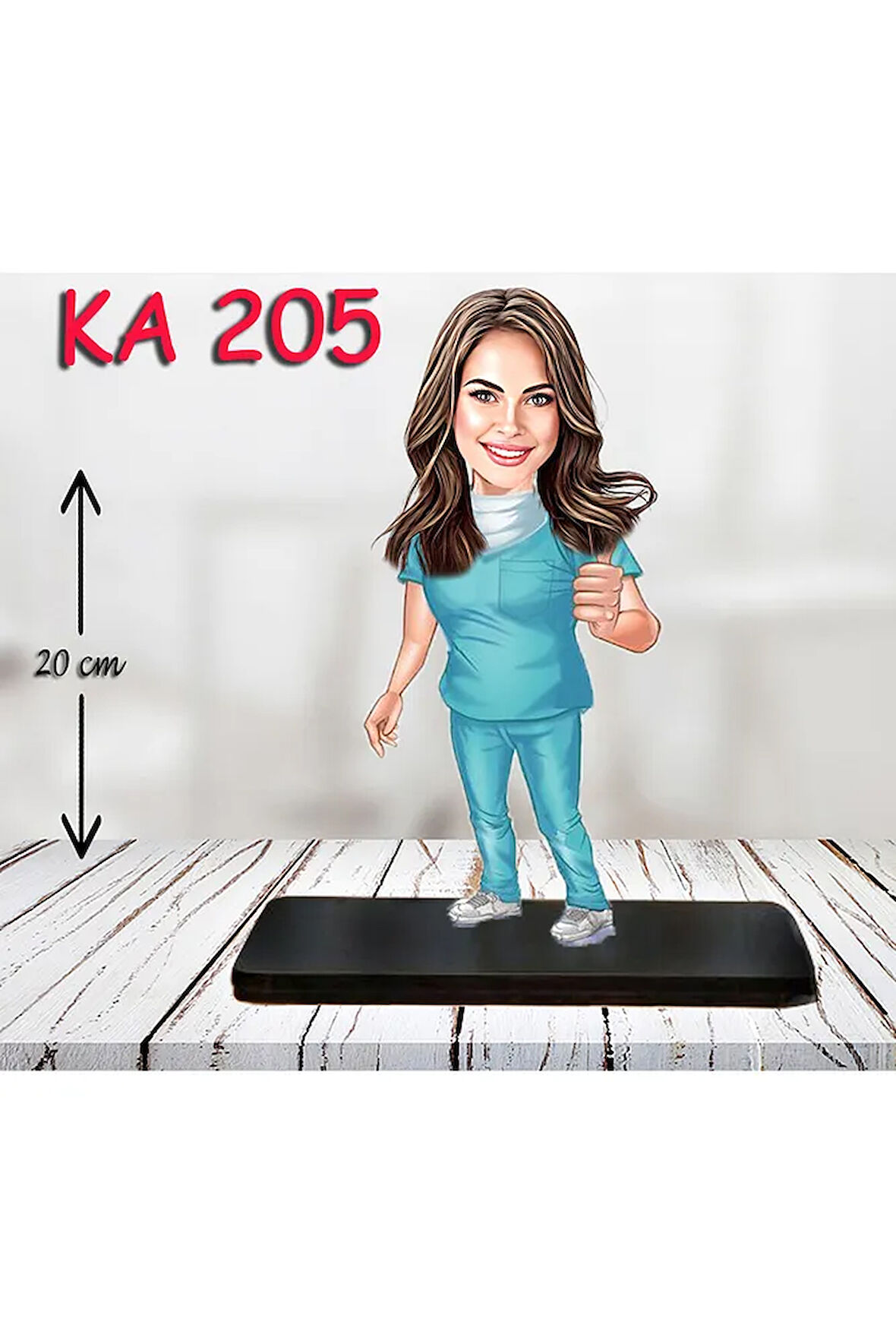 Kişiye Özel Ahşap Biblo - Sağlıkçı Kadın Karikatür Biblo - Doktor Biblo 15