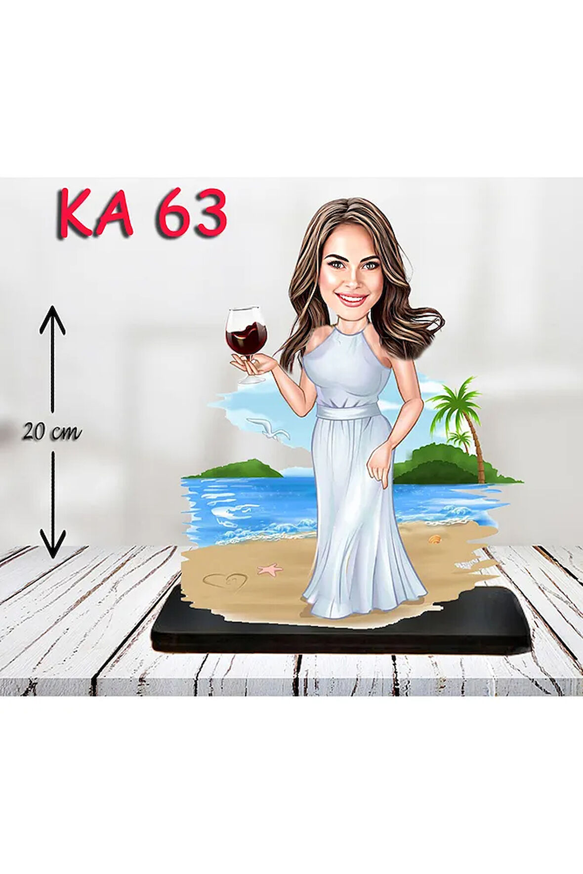 Kişiye Özel Ahşap Biblo - Süslü Kadın Karikatür Biblo 13