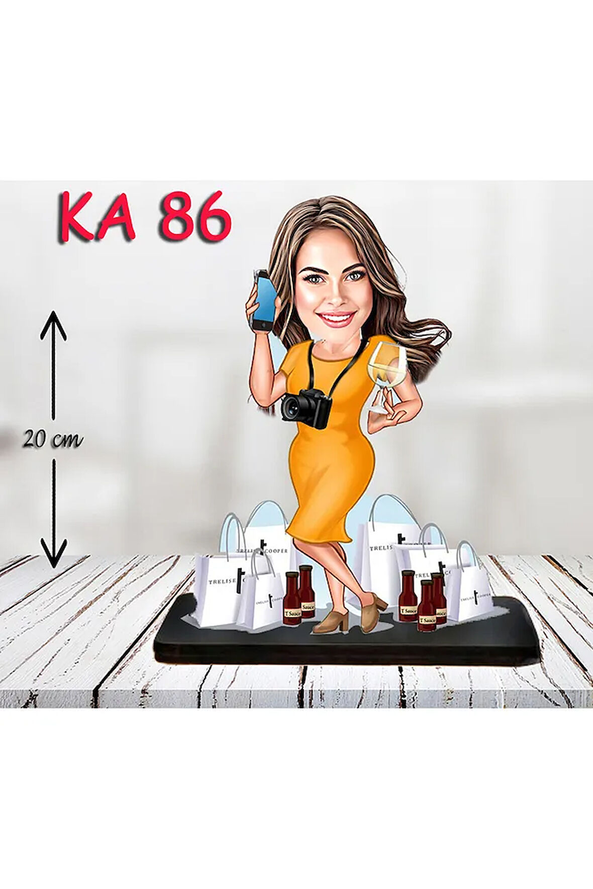 Kişiye Özel Ahşap Biblo - Süslü Kadın Karikatür Biblo 19