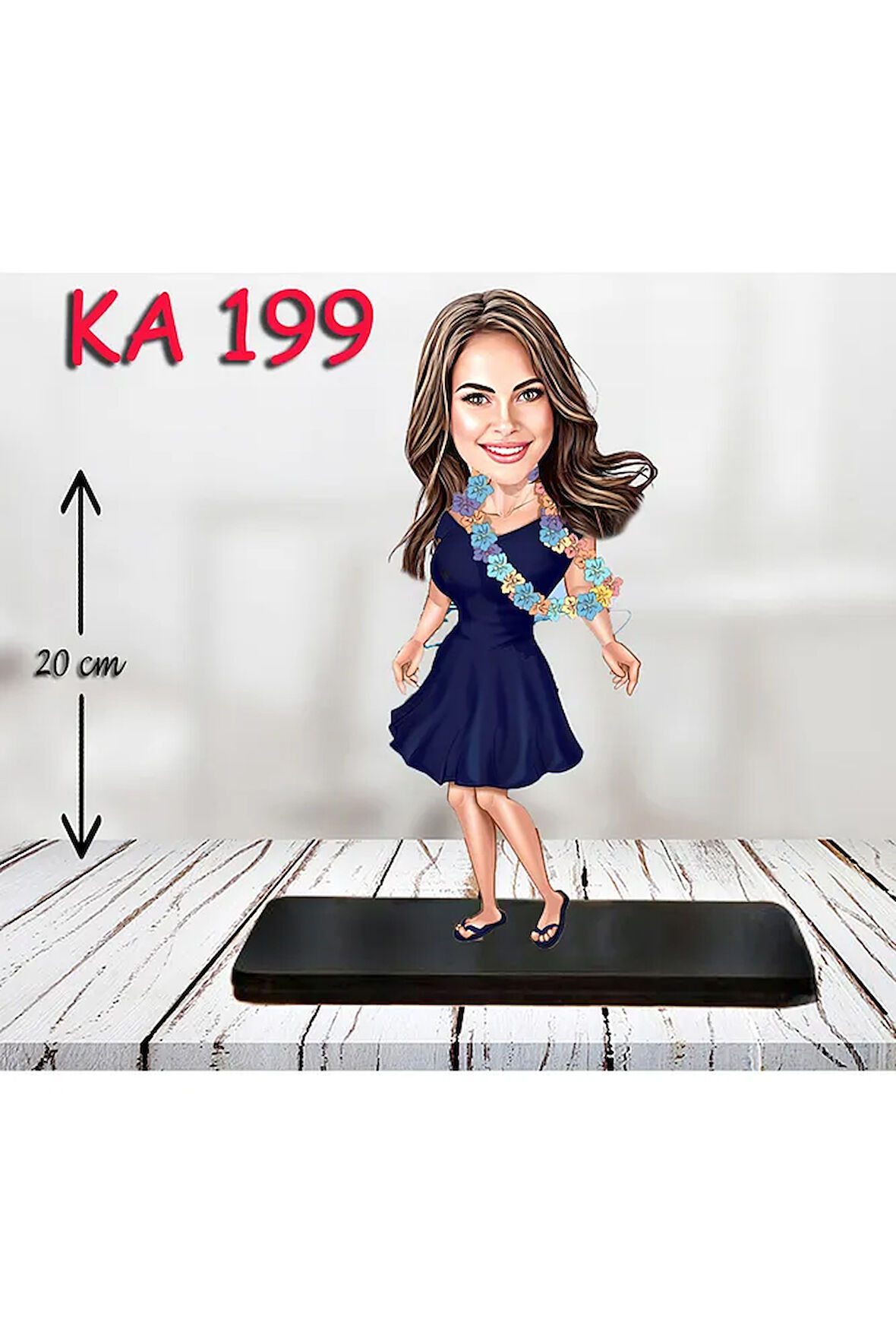 Kişiye Özel Ahşap Biblo - Süslü Kadın Karikatür Biblo 30