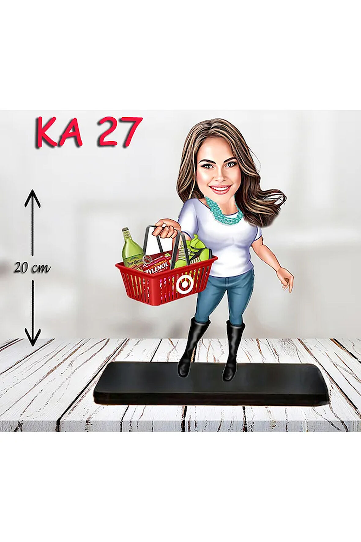 Kişiye Özel Ahşap Biblo - Aşçı Kadın Karikatür Biblo