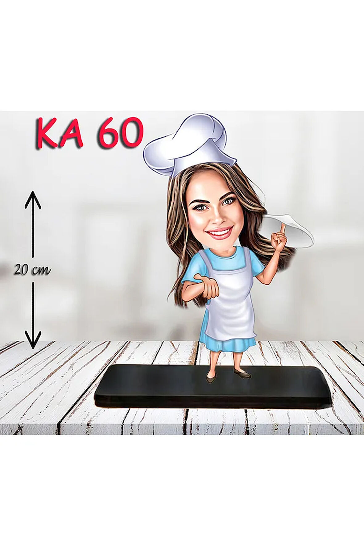 Kişiye Özel Ahşap Biblo - Aşçı Kadın Karikatür Biblo 4