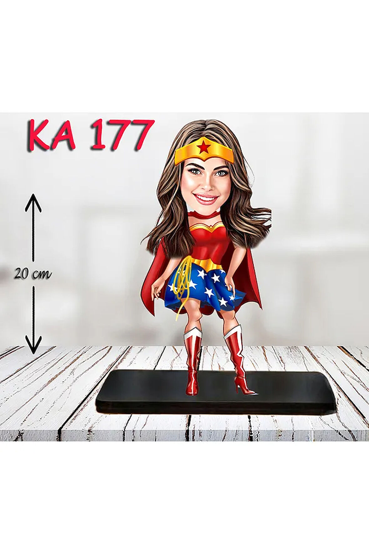 Kişiye Özel Ahşap Biblo - Kahraman Kadın Karikatür Biblo 13