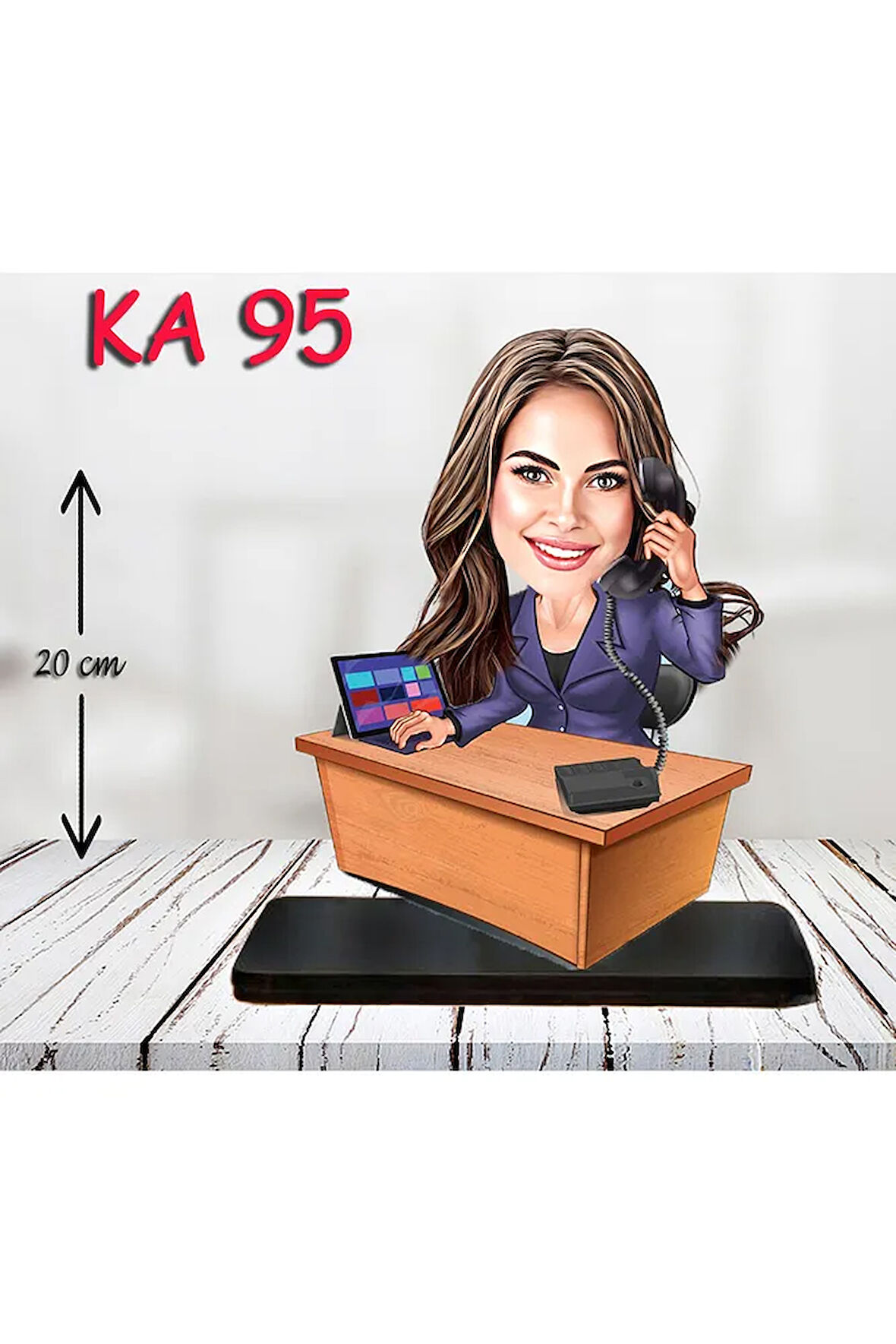 Kişiye Özel Ahşap Biblo - Masa Başı Karikatür Biblo - Kadın Biblo 6