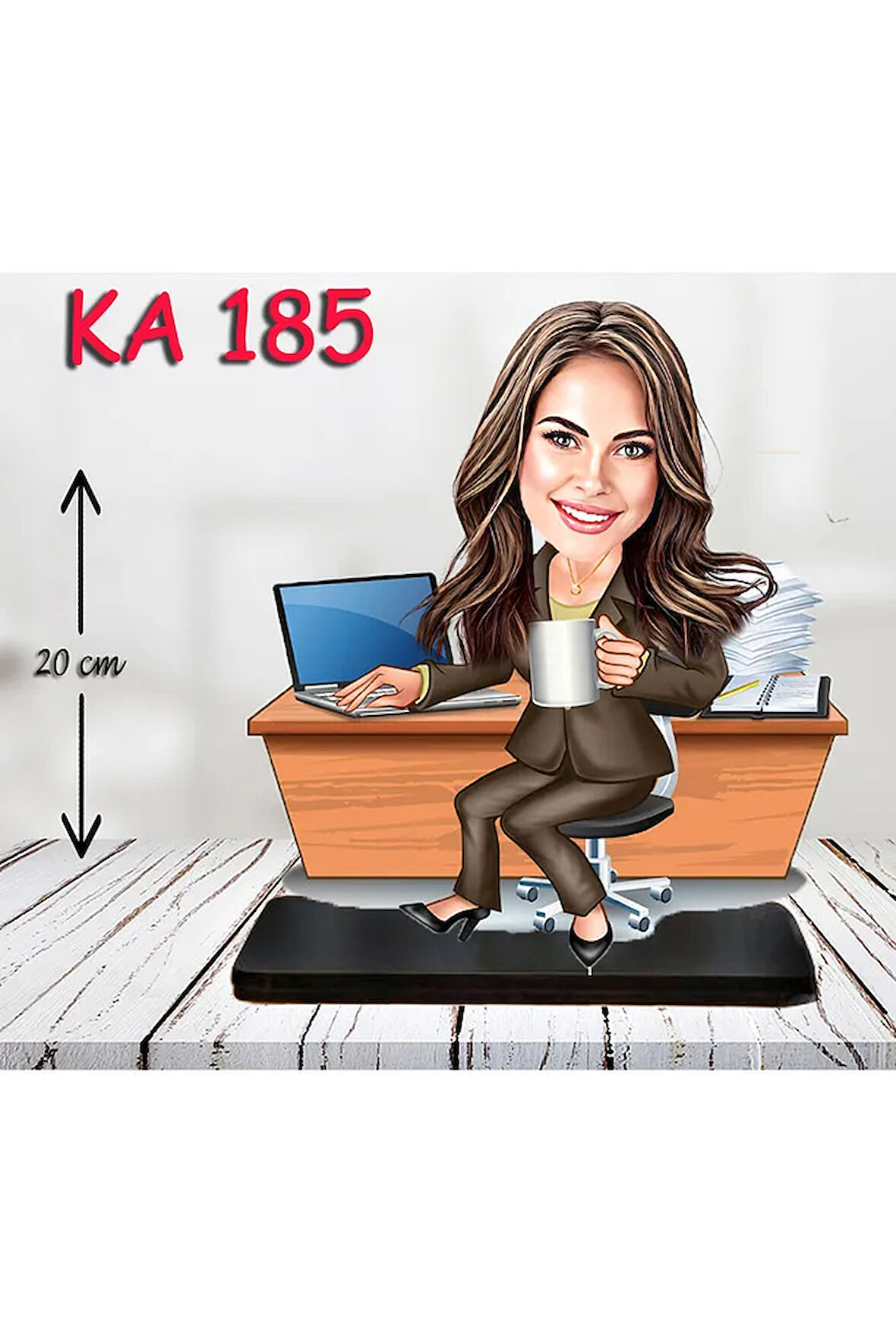 Kişiye Özel Ahşap Biblo - Masa Başı Karikatür Biblo - Kadın Biblo 11