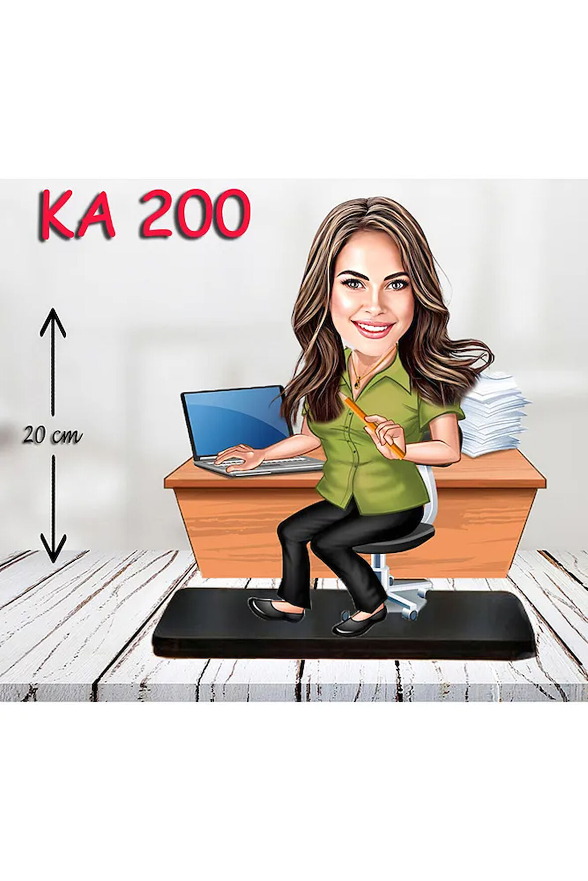 Kişiye Özel Ahşap Biblo - Masa Başı Karikatür Biblo - Kadın Biblo 14