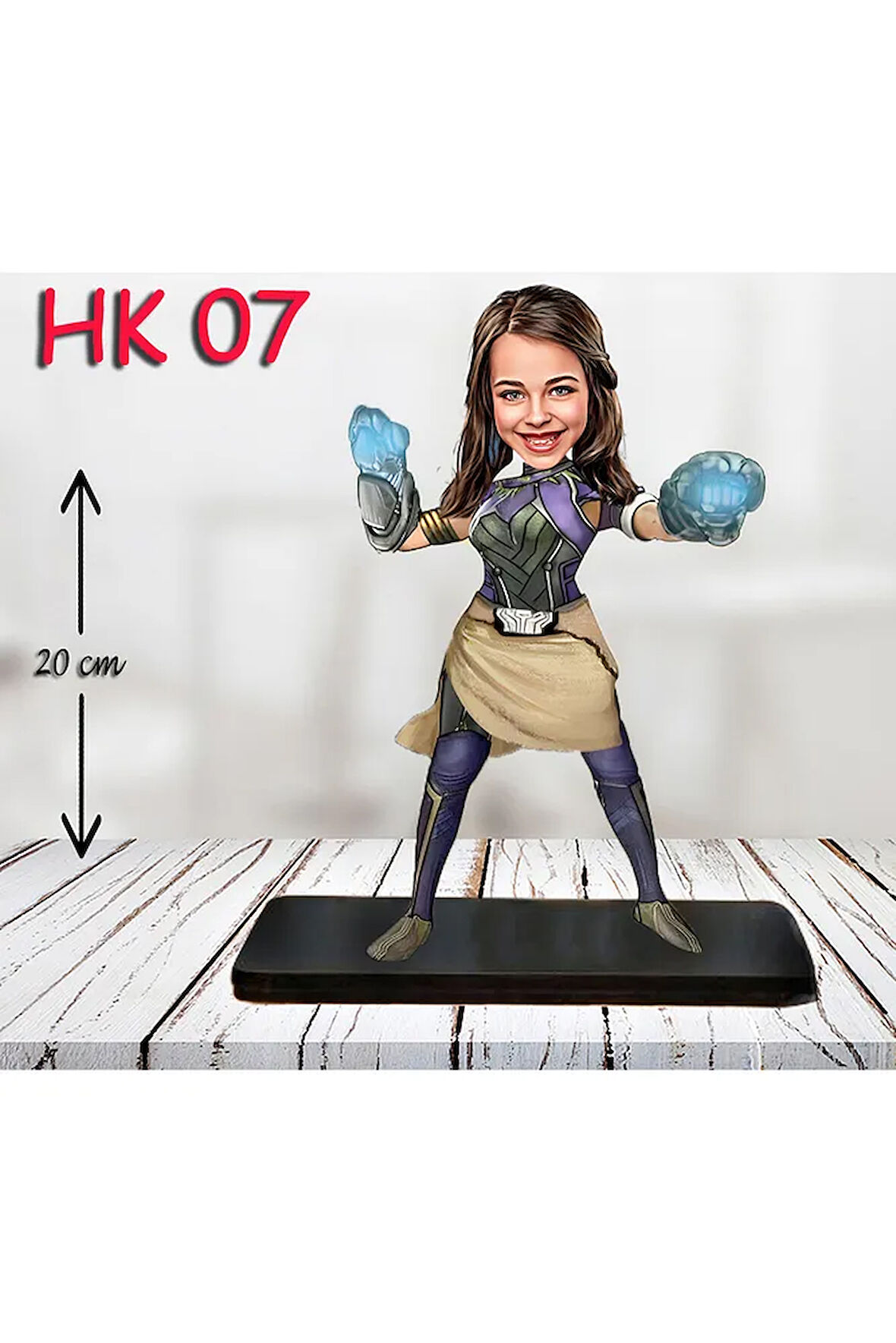 Kişiye Özel Ahşap Biblo - Kız Çocuk Karikatür Biblo - Kahraman 6