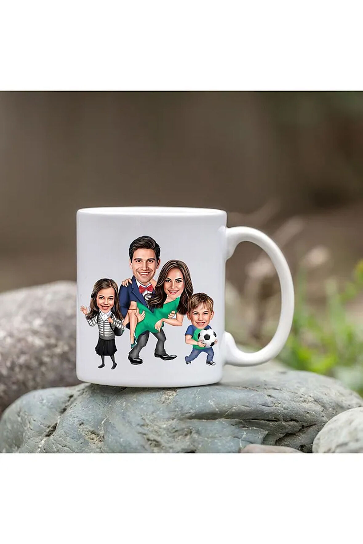 Kişiye Özel Bardak - Karikatür Bardak - 4 Kişi Aile Bardağı