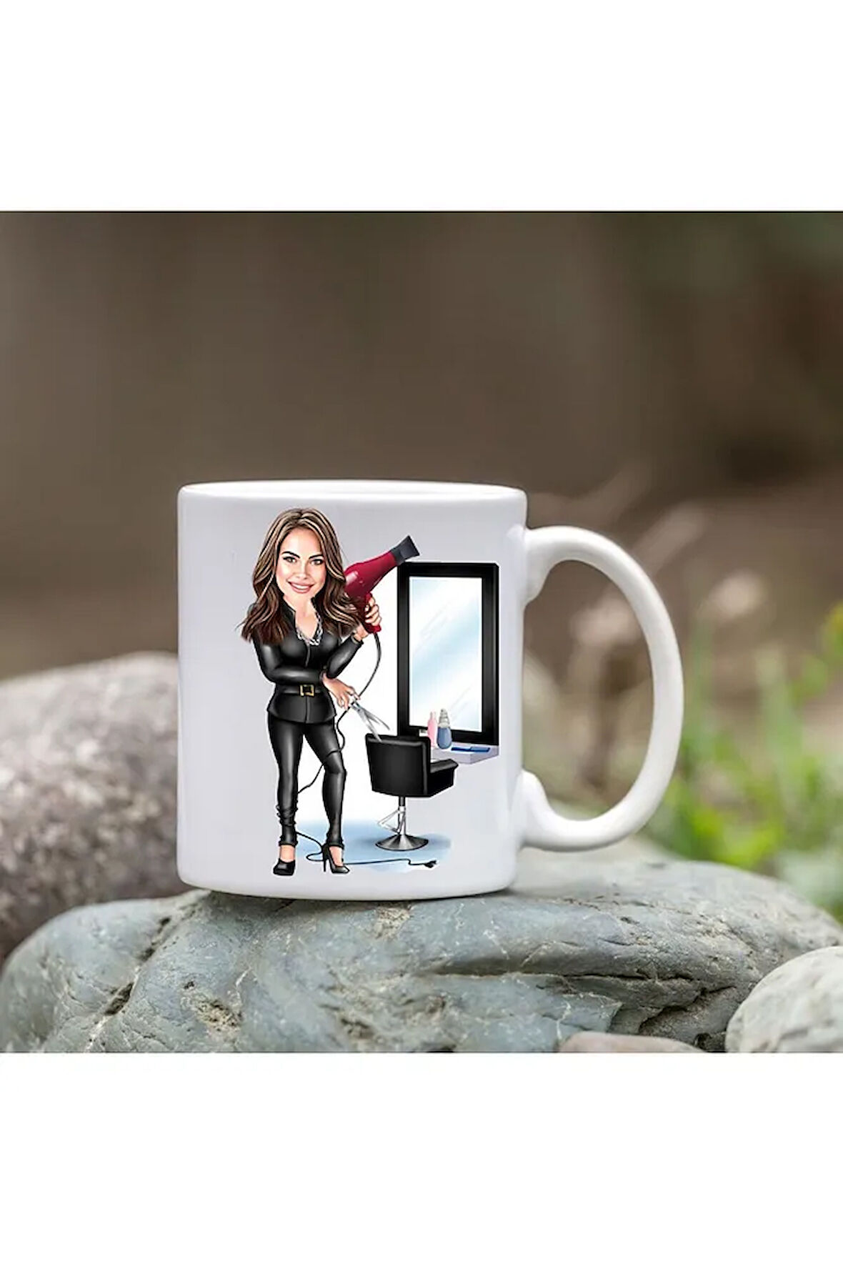 Kişiye Özel Bardak - Karikatür Bardak - Kadın Kuaför Bardağı