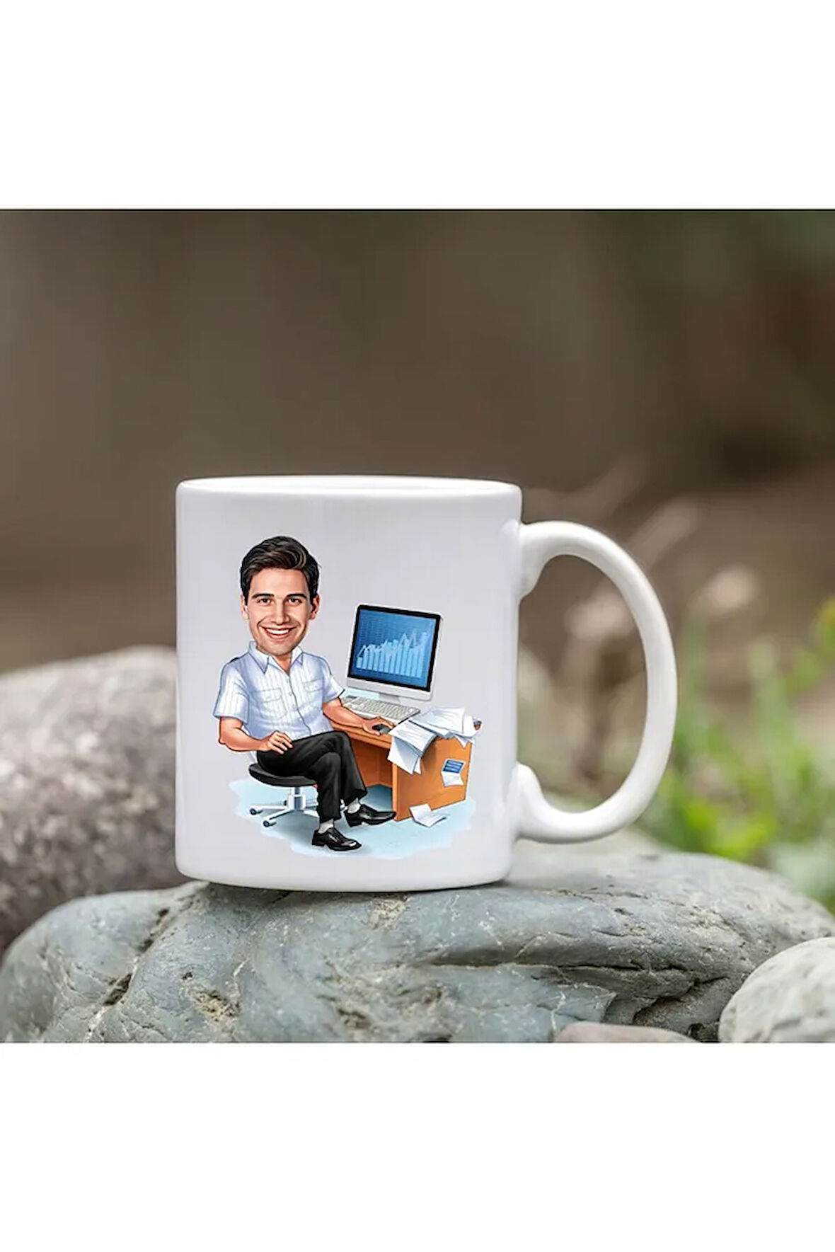 Kişiye Özel Bardak - Karikatür Bardak - Erkek Masa Başı Bardağı