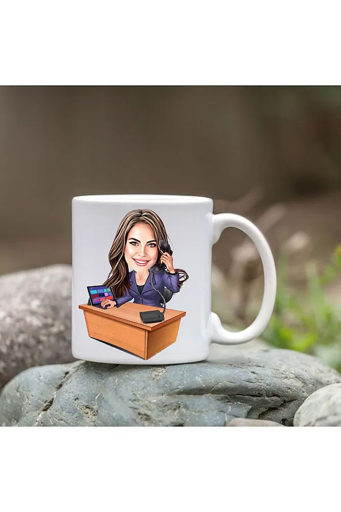 Kişiye Özel Bardak - Karikatür Bardak - Kadın Masa Başı Bardağı