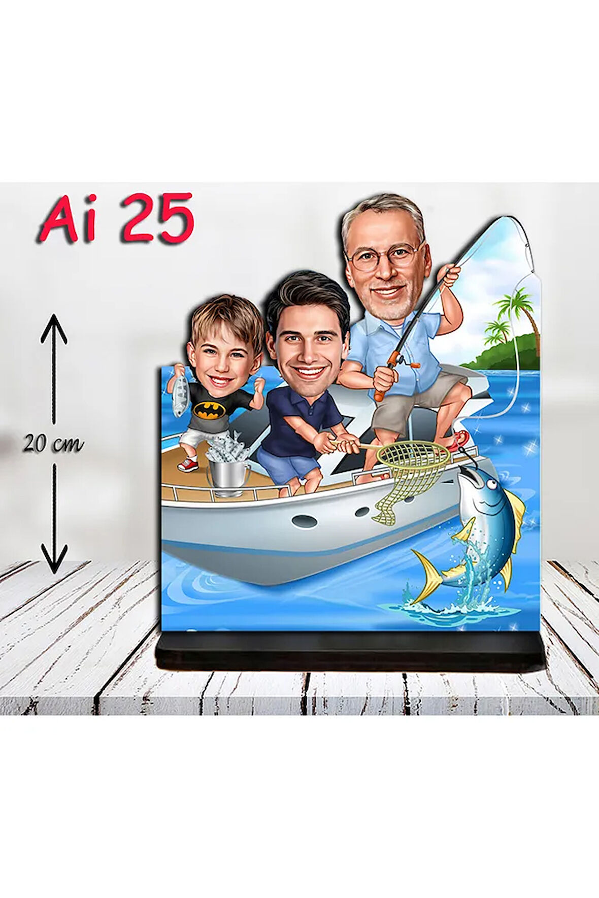 Kişiye Özel Ahşap Biblo - Aile Karikatür Biblo - 3 Kişilik Aile Biblo 9