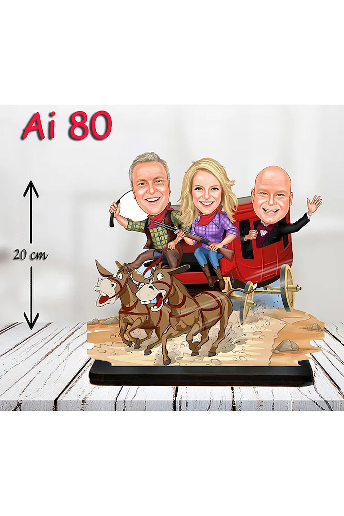 Kişiye Özel Ahşap Biblo - Aile Karikatür Biblo - 3 Kişilik Aile Biblo 22