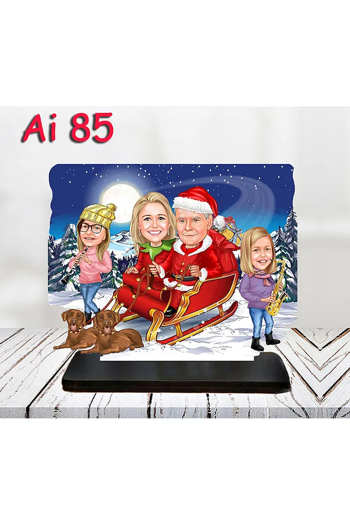 Kişiye Özel Ahşap Biblo - Aile Karikatür Biblo - 4 Kişilik Aile Biblo 38