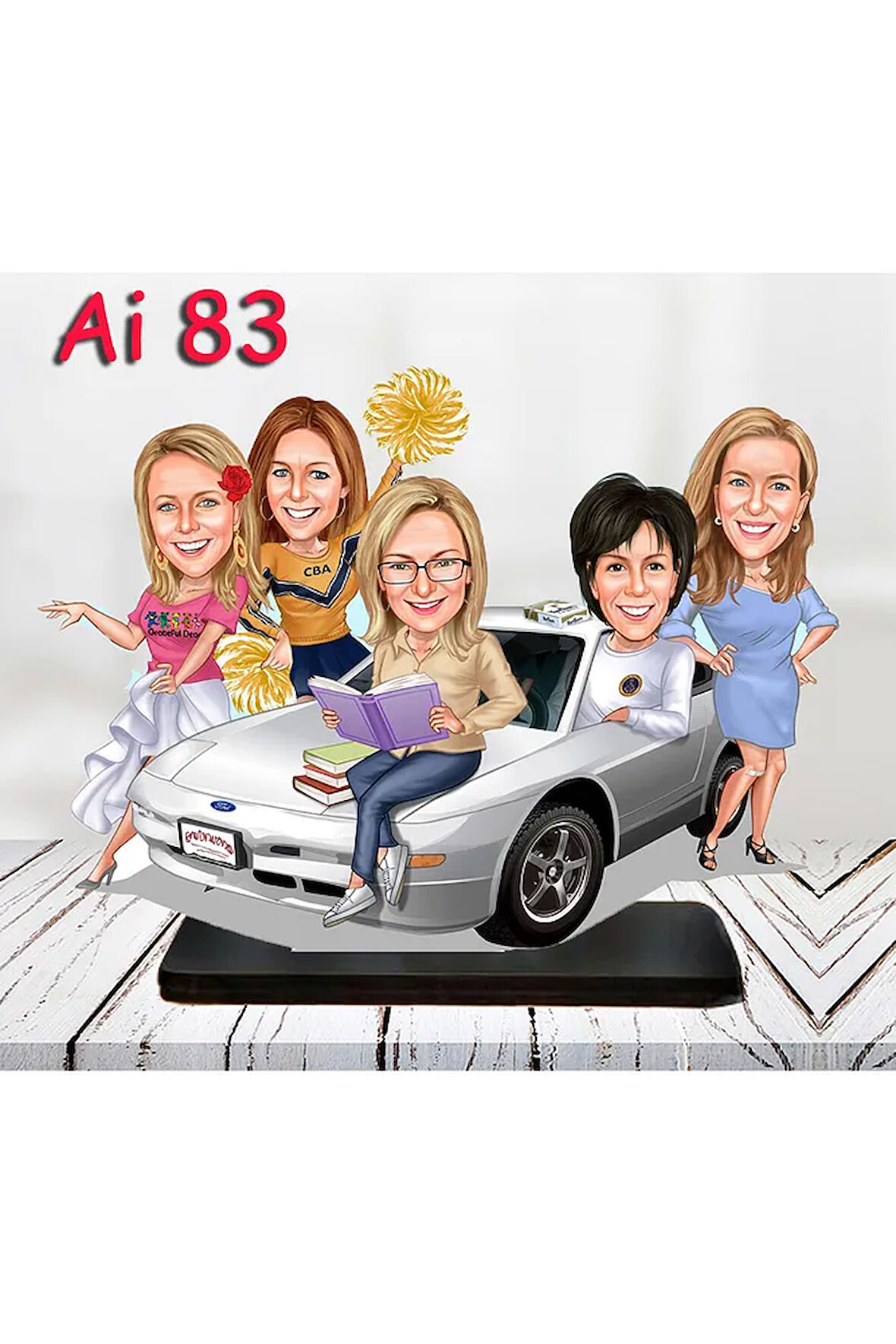 Kişiye Özel Ahşap Biblo - Aile Karikatür Biblo - 5 Kişilik Aile Biblo 11
