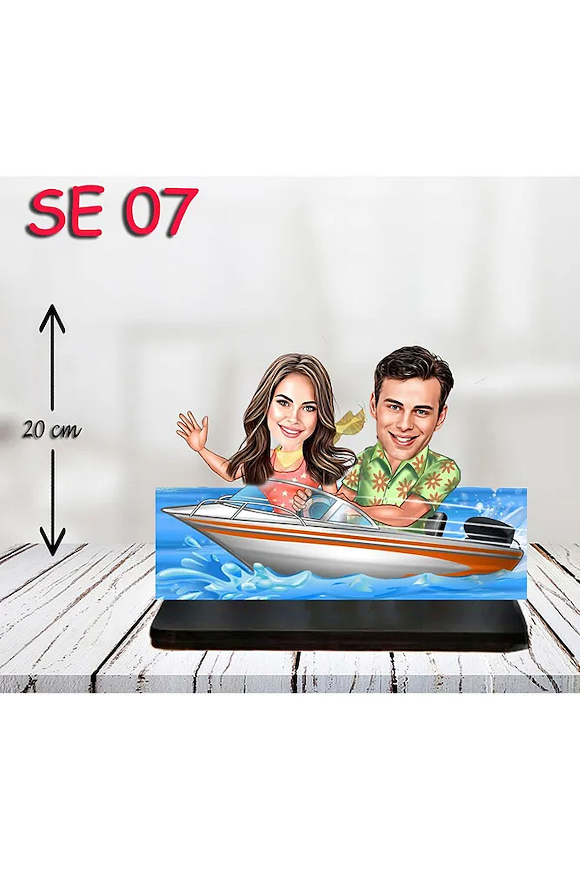 Kişiye Özel Ahşap Biblo - Jetski Kullanan Çift