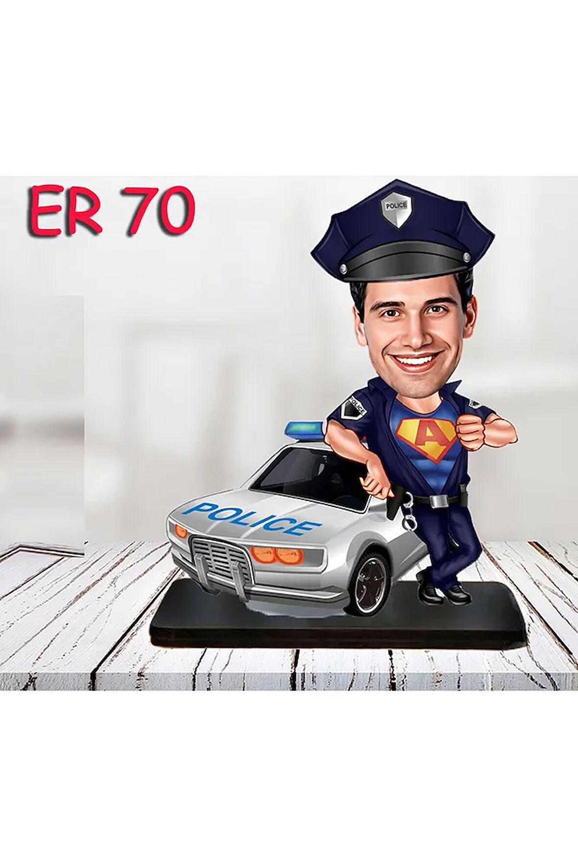 Kişiye Özel Ahşap Biblo - Erkek Polis Karikatür Biblo 8