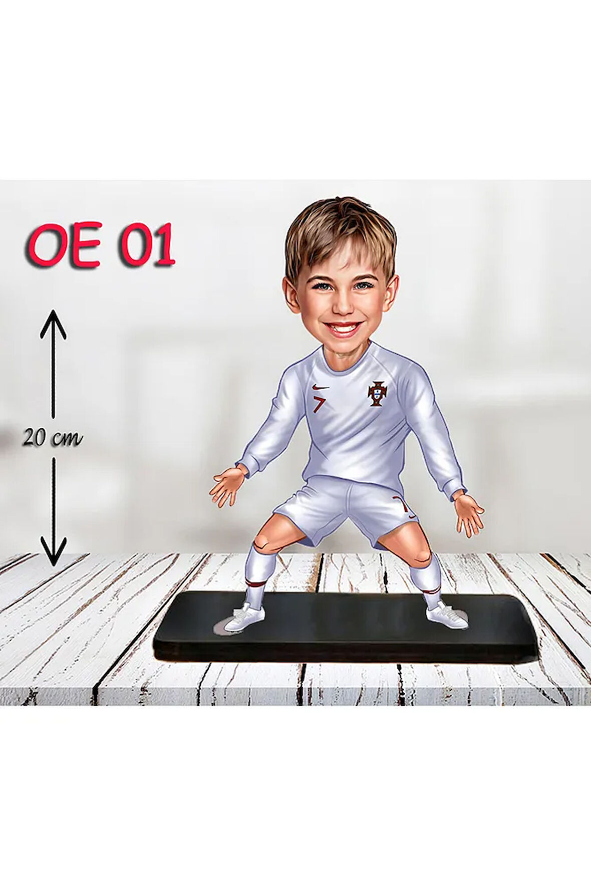 Kişiye Özel Ahşap Biblo - Erkek Çocuk Karikatür Biblo - Futbolcu Biblo