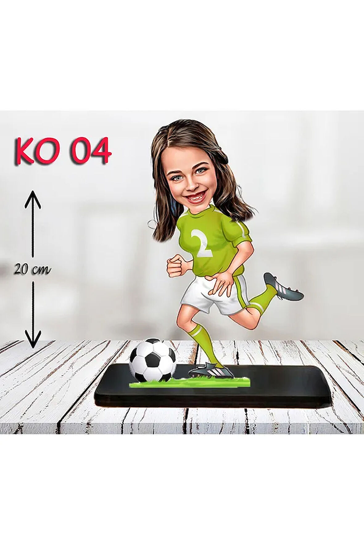Kişiye Özel Ahşap Biblo - Kız Çocuk Karikatür Biblo - Futbolcu Biblo