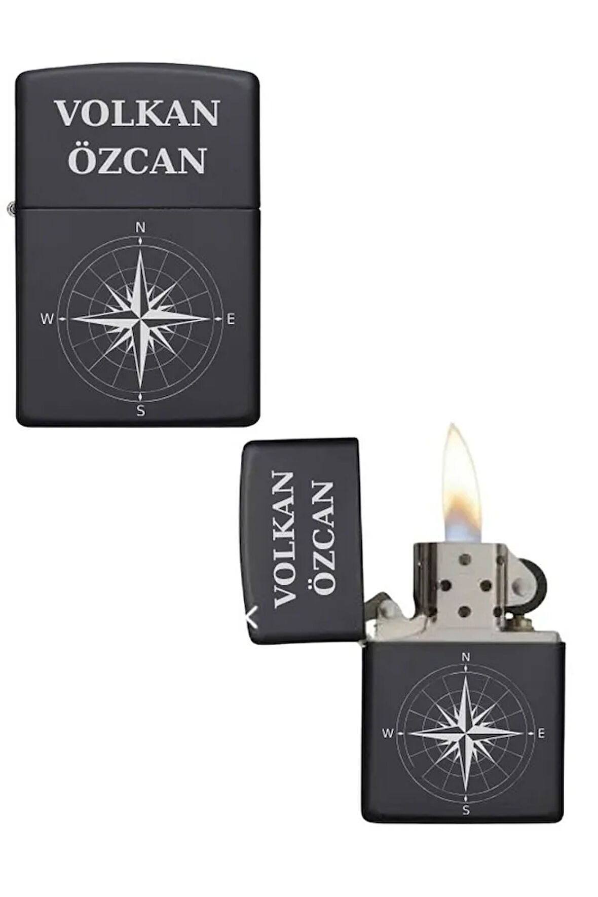 Kişiye Özel Pusula Baskılı Metal Çakmak