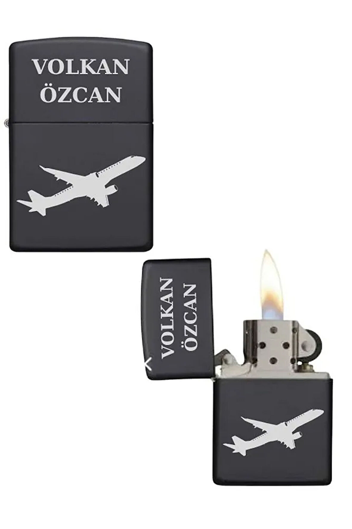 Kişiye Özel Uçak Baskılı Metal Çakmak