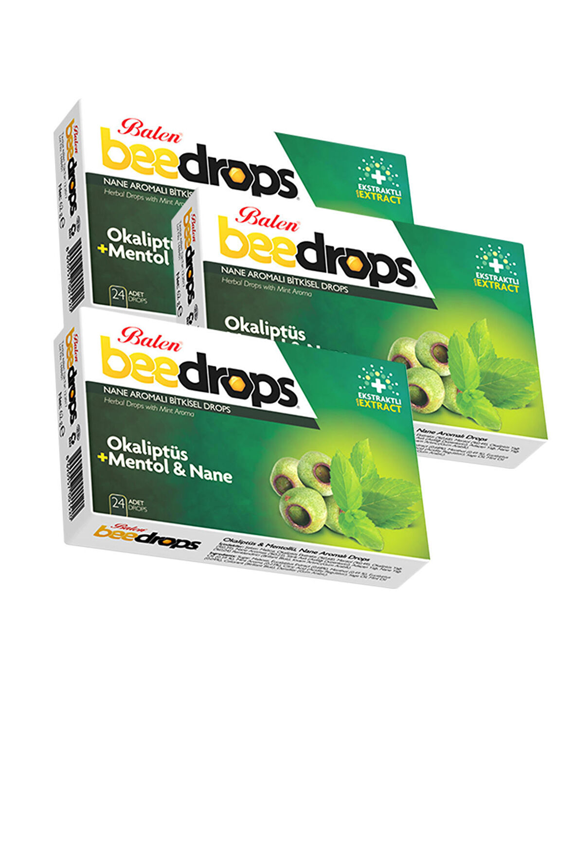 3 Kutu Balen Okaliptüs Mentol Ve Nane Aromalı Bitkisel Beedrops 24 Adet X 3 Pastil Menthol Okaliptus