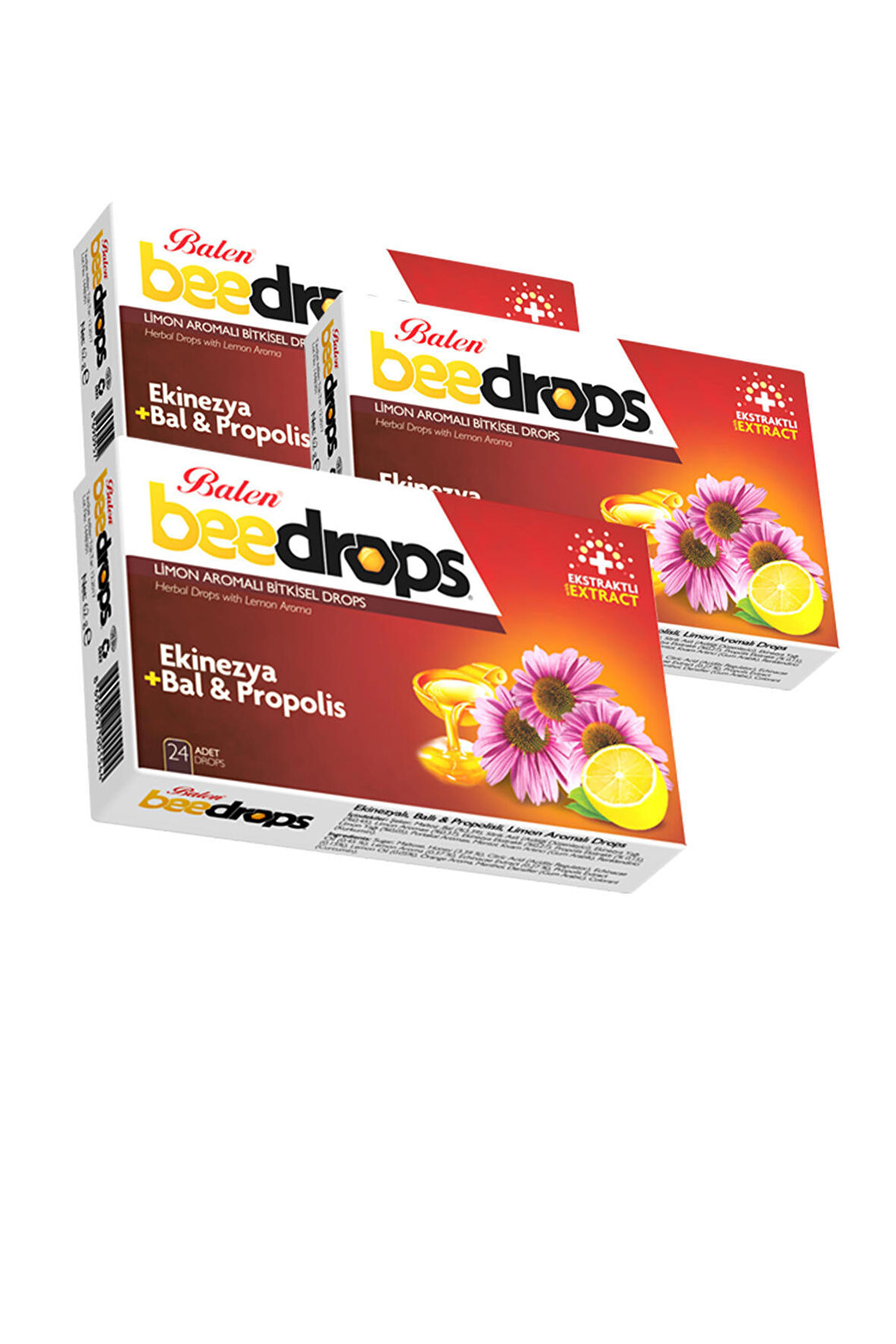 3 Kutu Balen Bee Drops Ekinezya Bal Ve Propolis Limon Aromalı Pastil 24 Tablet Pastil Boğaz Pastili