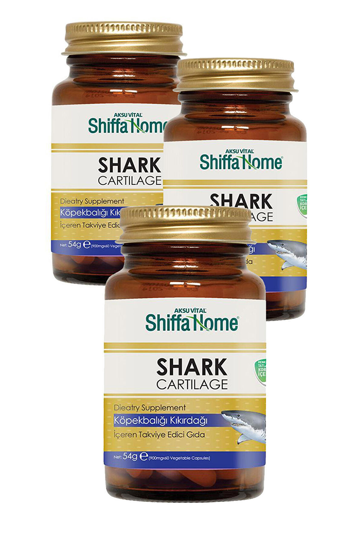 3 Kutu Shiffa Home Köpekbalığı Kıkırdağı Kapsül 900mgx60 Köpek Balığı Kıkırdağı Aksu Vital Shark Cartilage