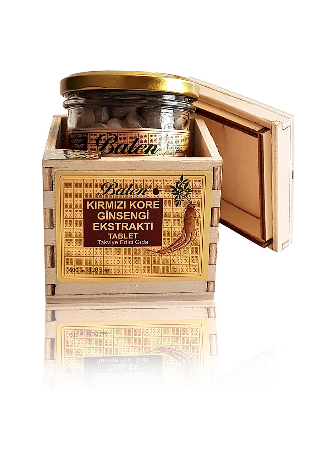 Balen Kırmızı Kore Ginseng Tablet 600mg*120 Kapsül Yetişkin Kök Kore Ginsengi Tahta Kutuda