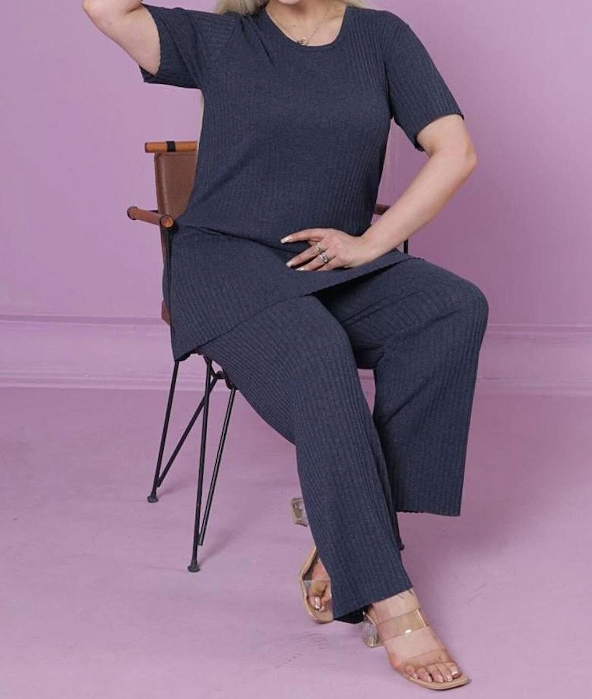 KADIN Büyük Beden Tunik Alt Üst Pijama Takımı