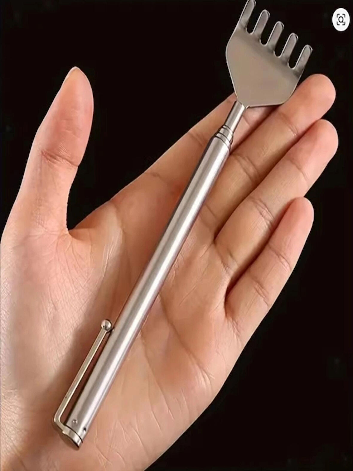 Pratik Teleskopik Cep Tırmalama Masaj Seti Paslanmaz Çelik Scratcher Kalem Klipsi Sırt Masajı