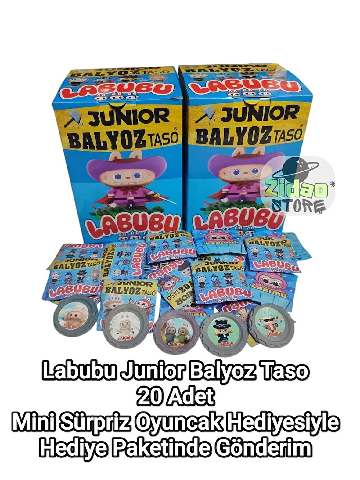 Labubu Karakter Tasoları 20 Adet | Hediye Paketinde Gönderim + Sürpriz Oyuncak ve Şeker