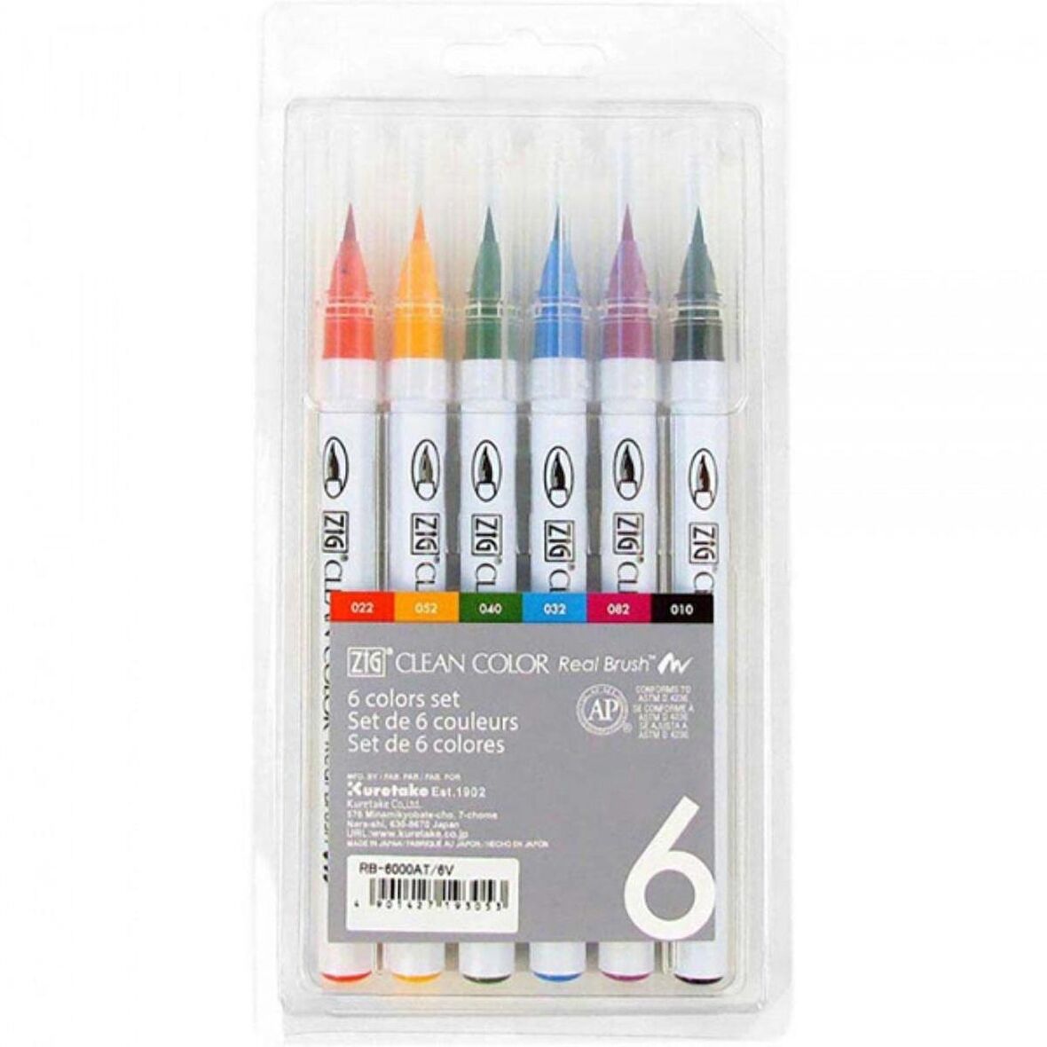Zig Rb-6000At Clean Color Real Brush Pen 6'lı Set