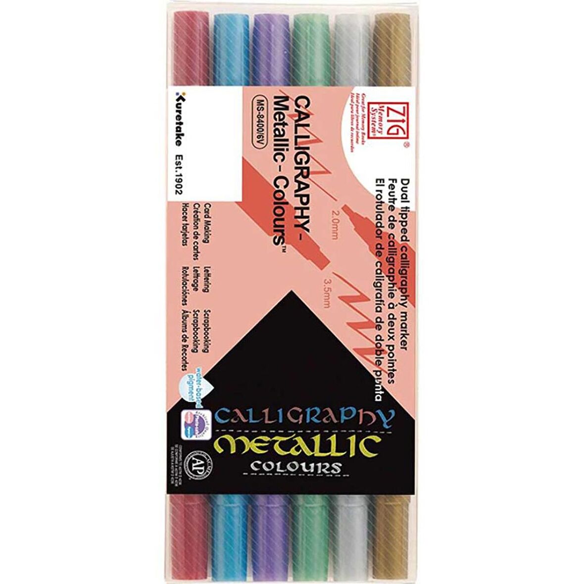 Zig Ms-8400 Kaligrafi Kalemi Metalik 6'lı Set