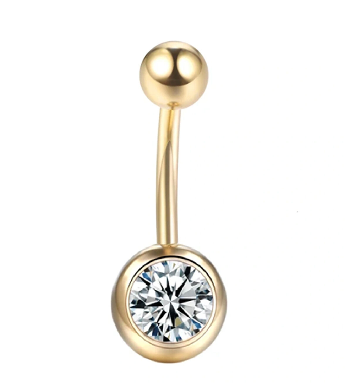 Begonia Accessories, 316L Cerrahi Çelik, Zirkon Taşlı Toplu Göbek Piercing Gold