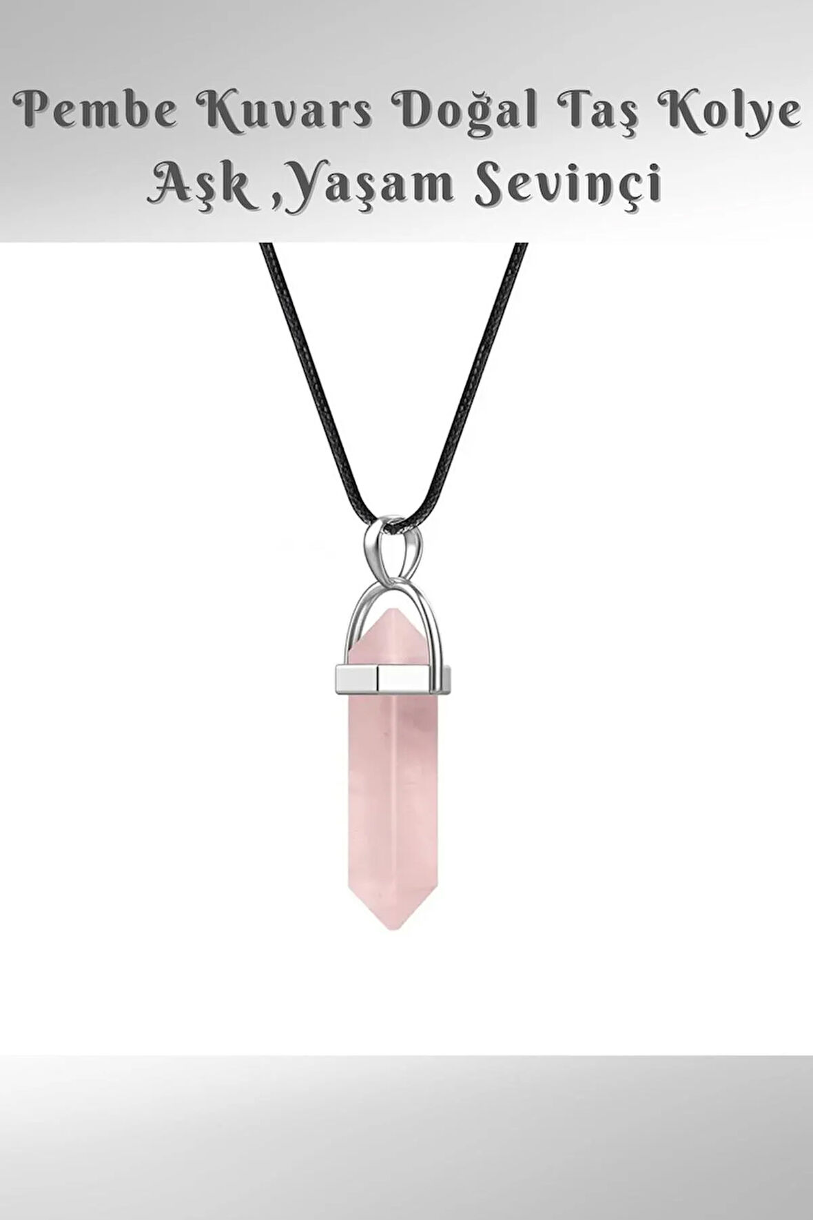 Pembe Kuvars Doğal Taş Kolye ( Aşk , Inanç Ve Kararlılık ) Aa Kalite