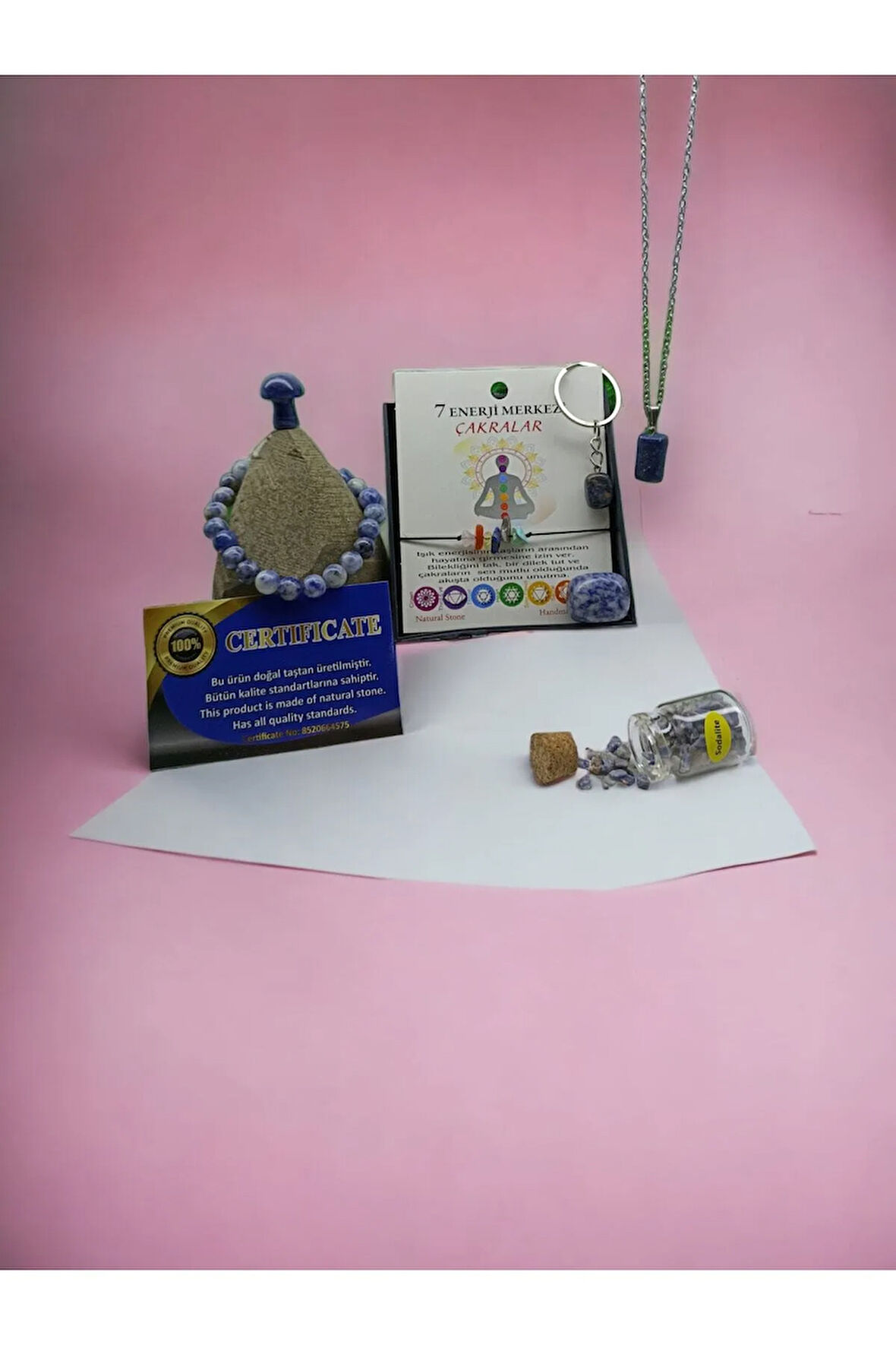 SODALİT DOĞAL TAŞ SET (SERTİFİKALI)