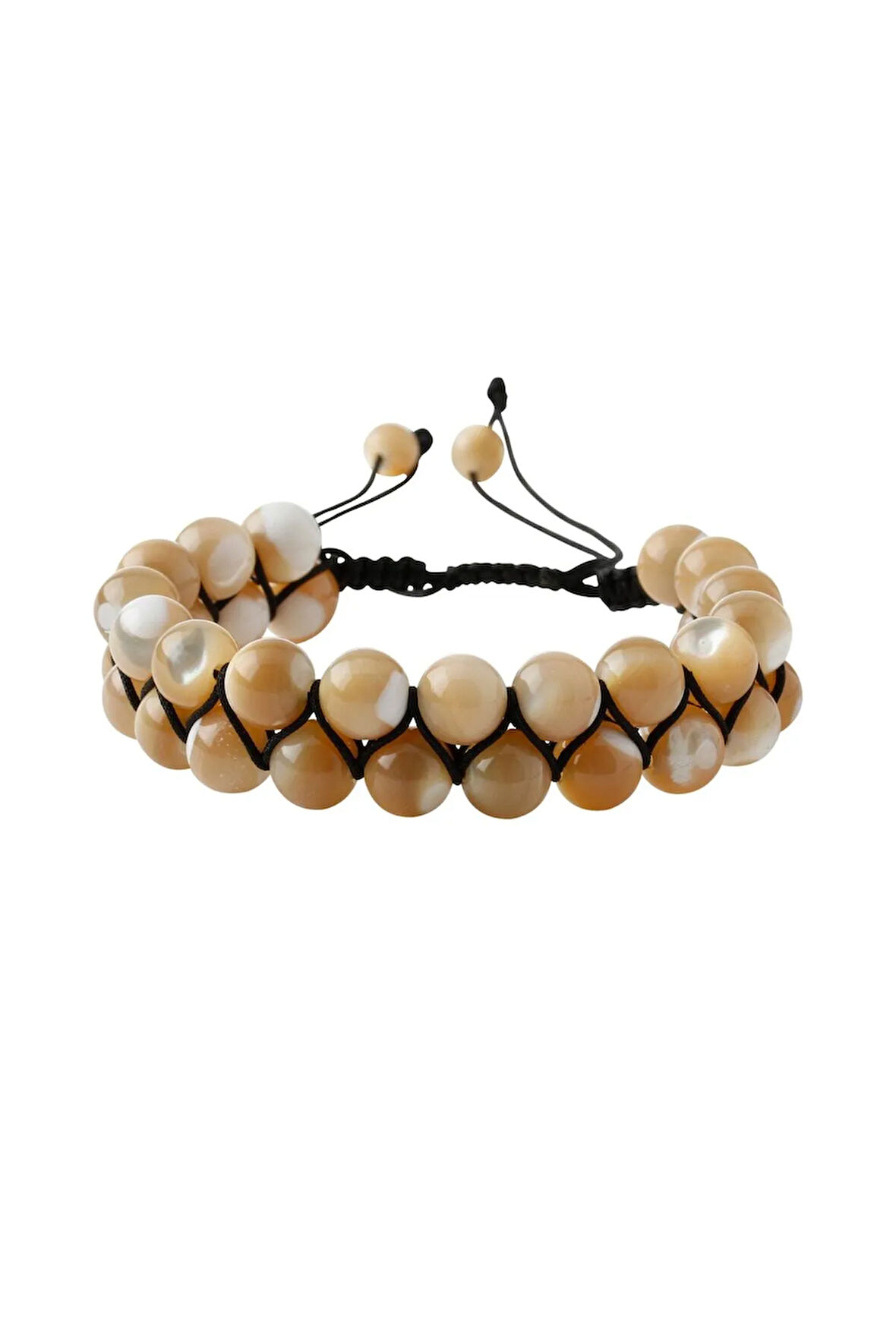 Sedef 8mm Çift Sıra Makrome Doğal Taş Bileklik Unisex