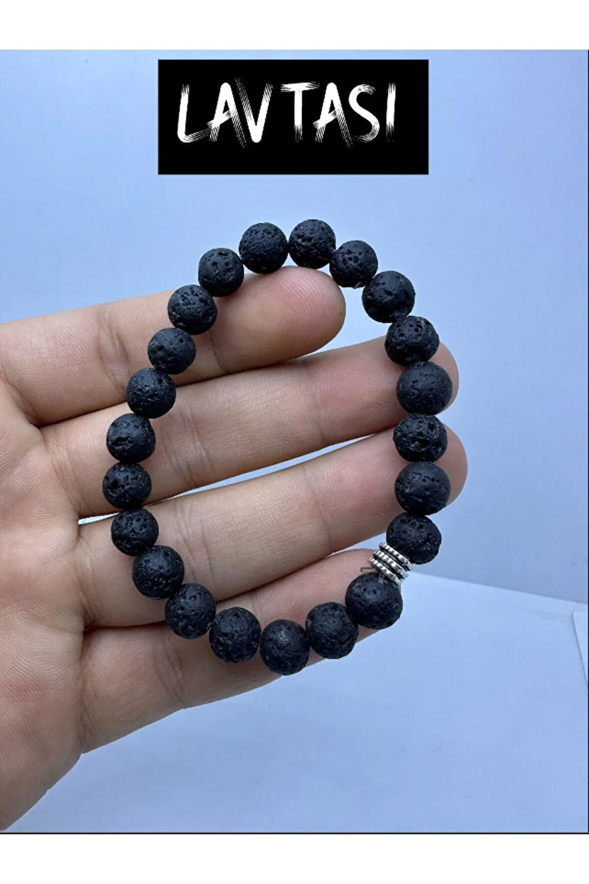 Doğal Lav Taşı 8mm Bileklik